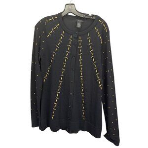Grace Elements Black Knit Sweater Medium Gold Studded Pullover